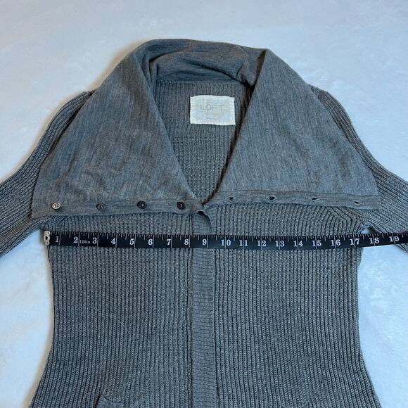 LOFT Lounge Cowl Neck Full Zipper Tunic Sweater Jacket Size Large Cozy Casual - Picture 8 of 9